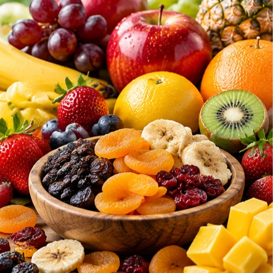 Fresh and dried fruits assortment